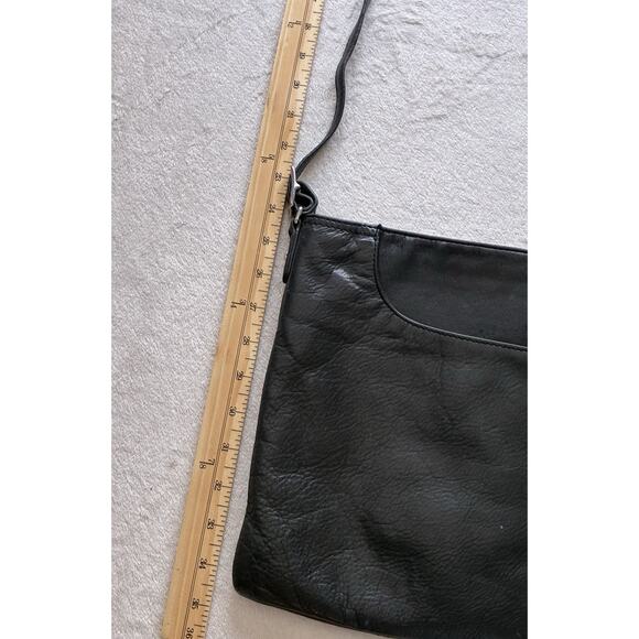 Margot New York Black Pebbled Leather Zip Hipster Cross Body Bag Purse - Picture 8 of 10